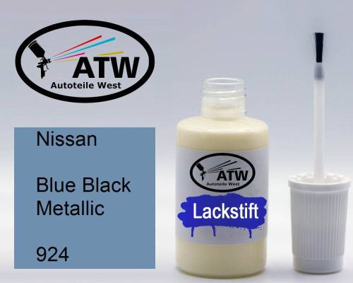 Nissan, Blue Black Metallic, 924: 20ml Lackstift, von ATW Autoteile West.